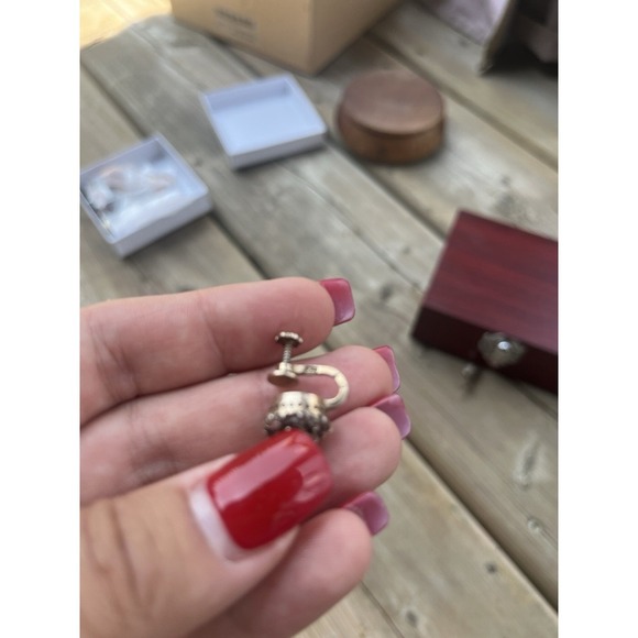 MODEL 1960s antique Ukraine Clip on earrings Stelling SILVER 875 vtg art - Picture 7 of 15